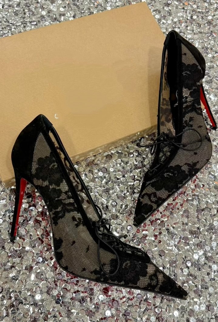 Mesh-embroidered High Heels