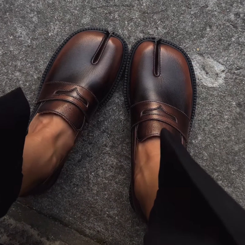 Flat Toe Shoes Leather Shoes Pig Feet Shoes