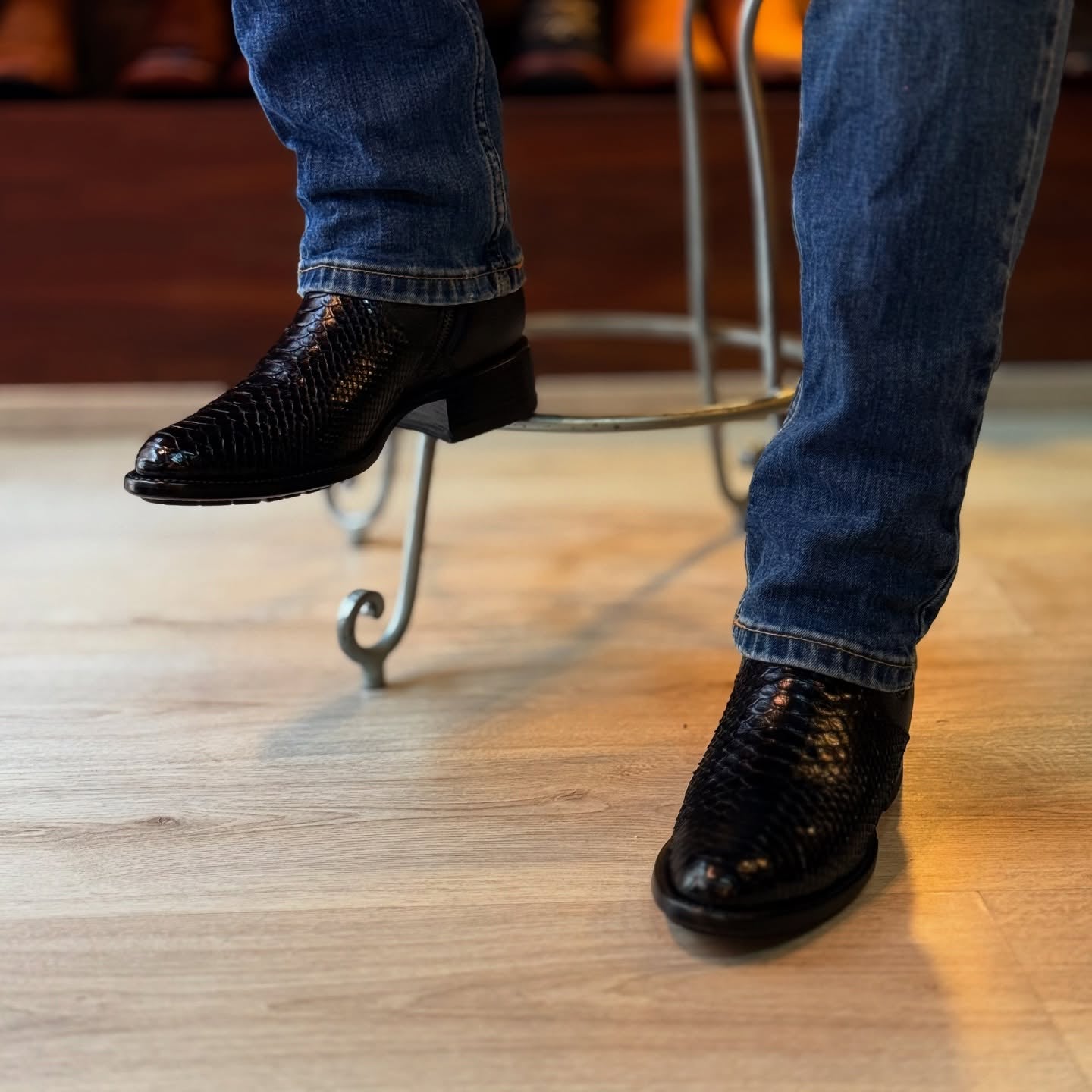 Italian Python Skin Cowboy Ankle Boots