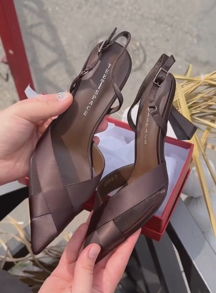 Solid-color Genuine Leather High Heels