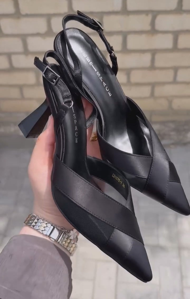 Solid-color Genuine Leather High Heels