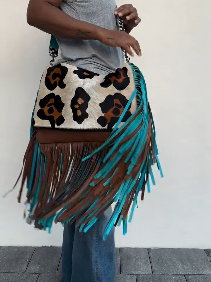 Large Fringe Crossbody Leather Bag