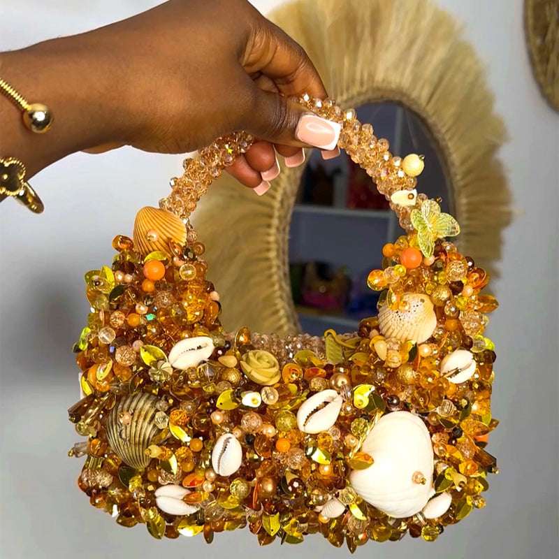 Beaded Shell Handmade Handbag Underarm Bag