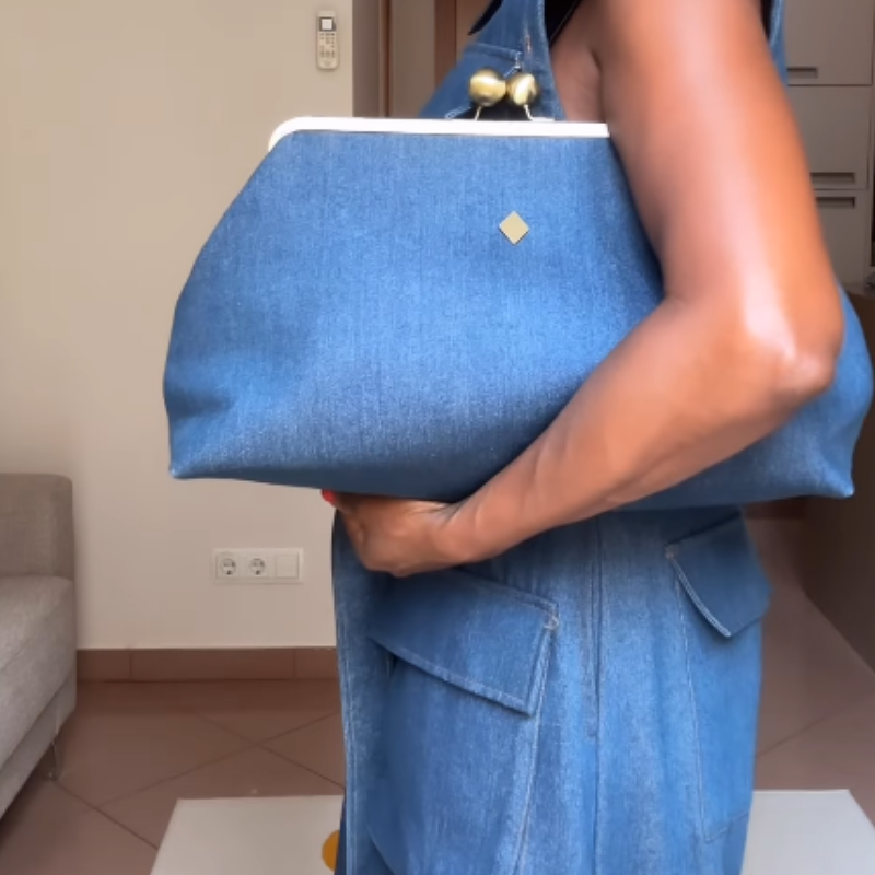 Oversize Coin Purse in Vintage Denim