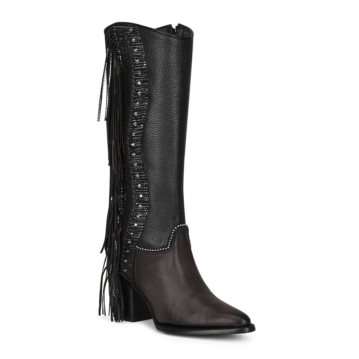 Braided Leather Knee High Boots