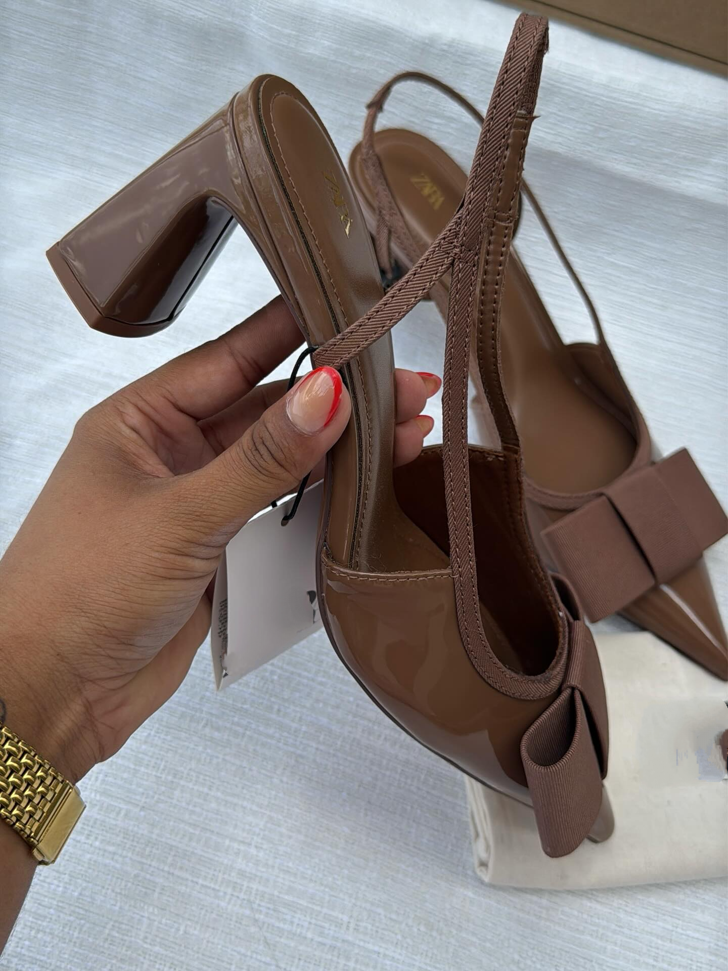 Pointed Bowknot Chunky Heels