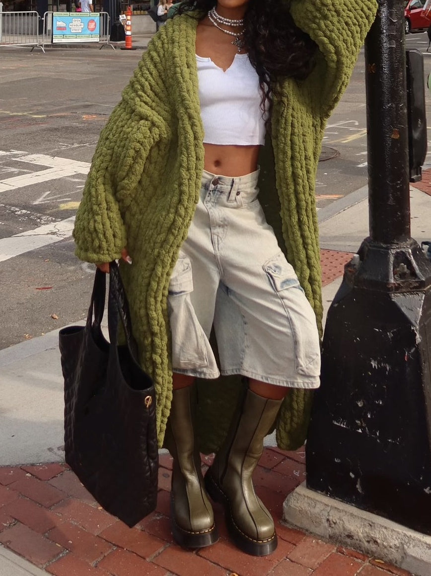 Thickened Sweater Loose Long Cardigan