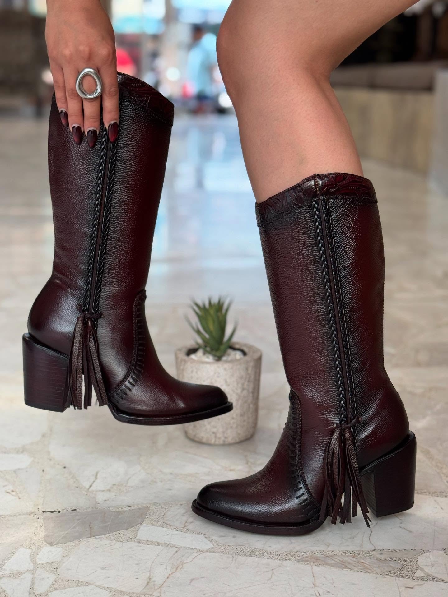 Vintage Cowhide Tassel Boots