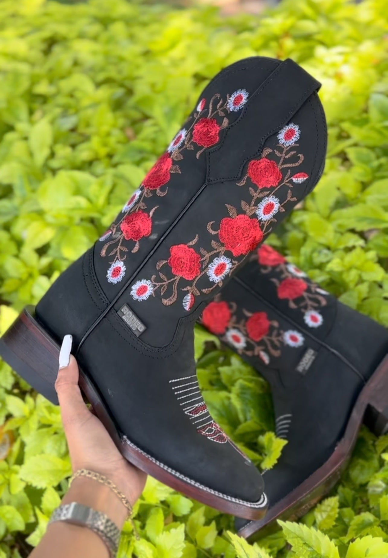 Rose Embroidered Cowgirl Boots