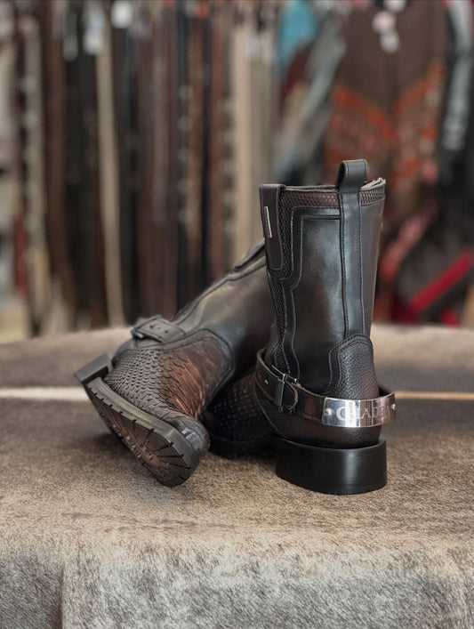 Italian Tobacco Python Leather Cowboy Boots