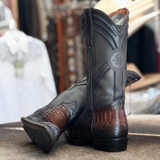 Italian Python Skin Western Ranch Boots