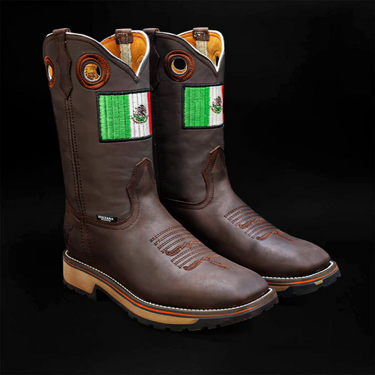 Pure Handmade Square Toe Bulldog Carved Boots