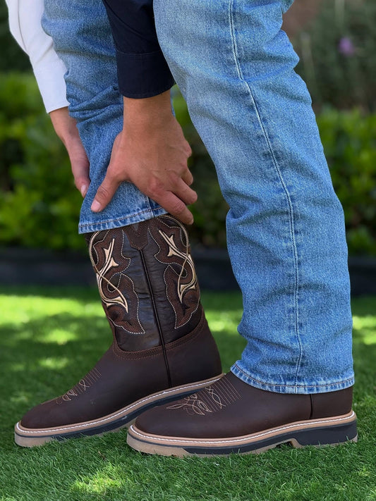 Vintage Embroidered Cowhide Ranch Boots