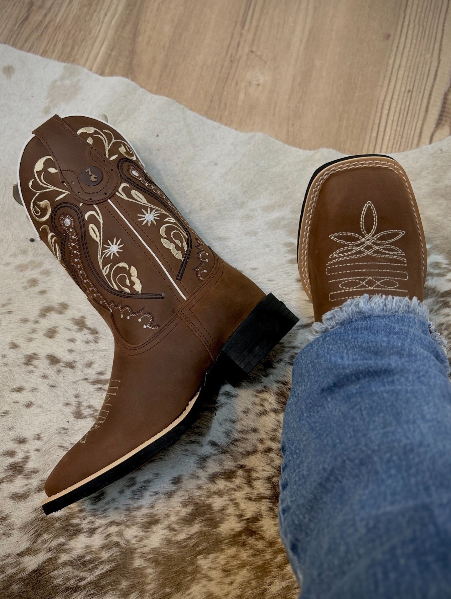 Vintage Handmade Embroidered Cowgirl Boots