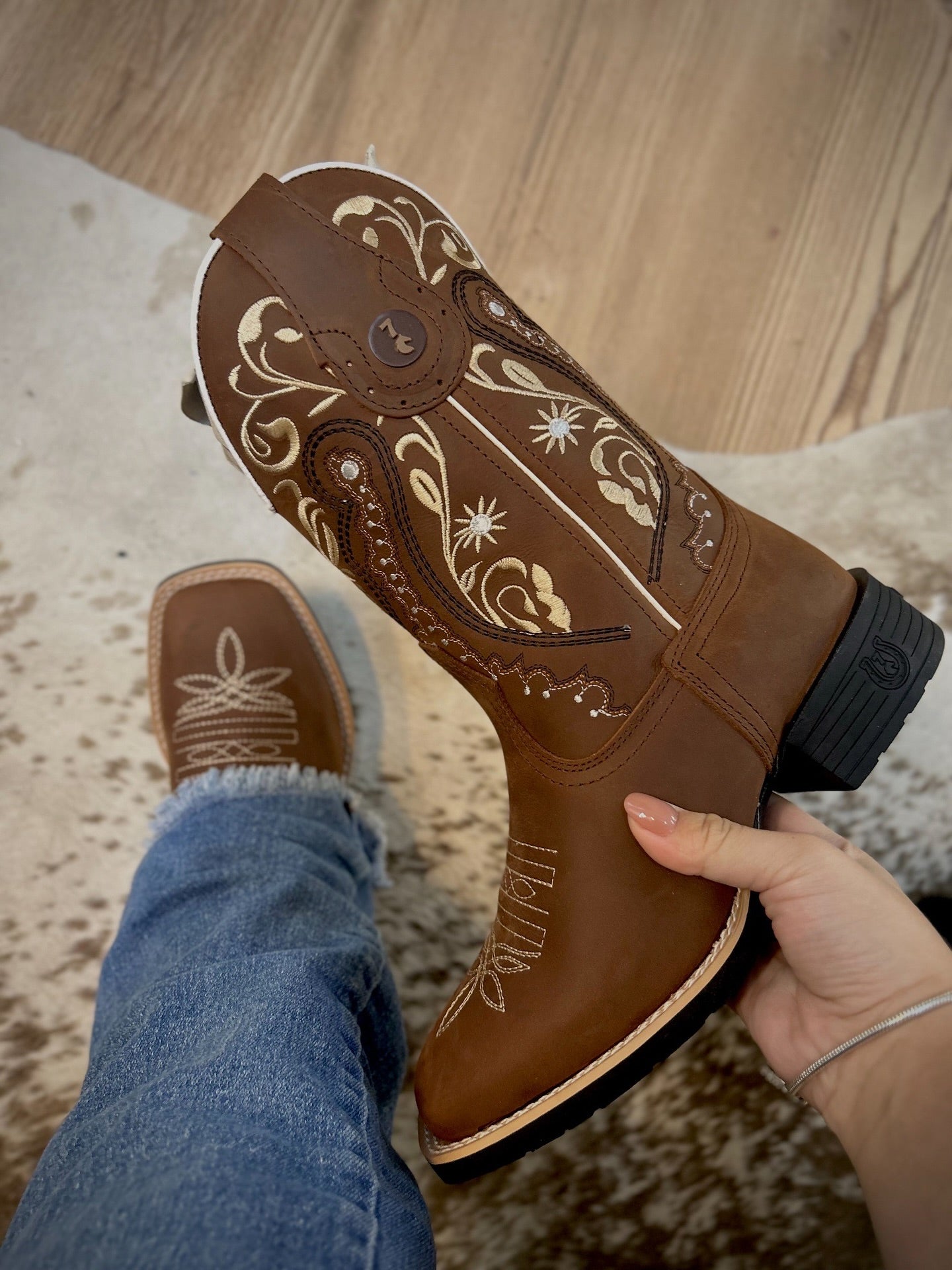 Vintage Handmade Embroidered Cowgirl Boots