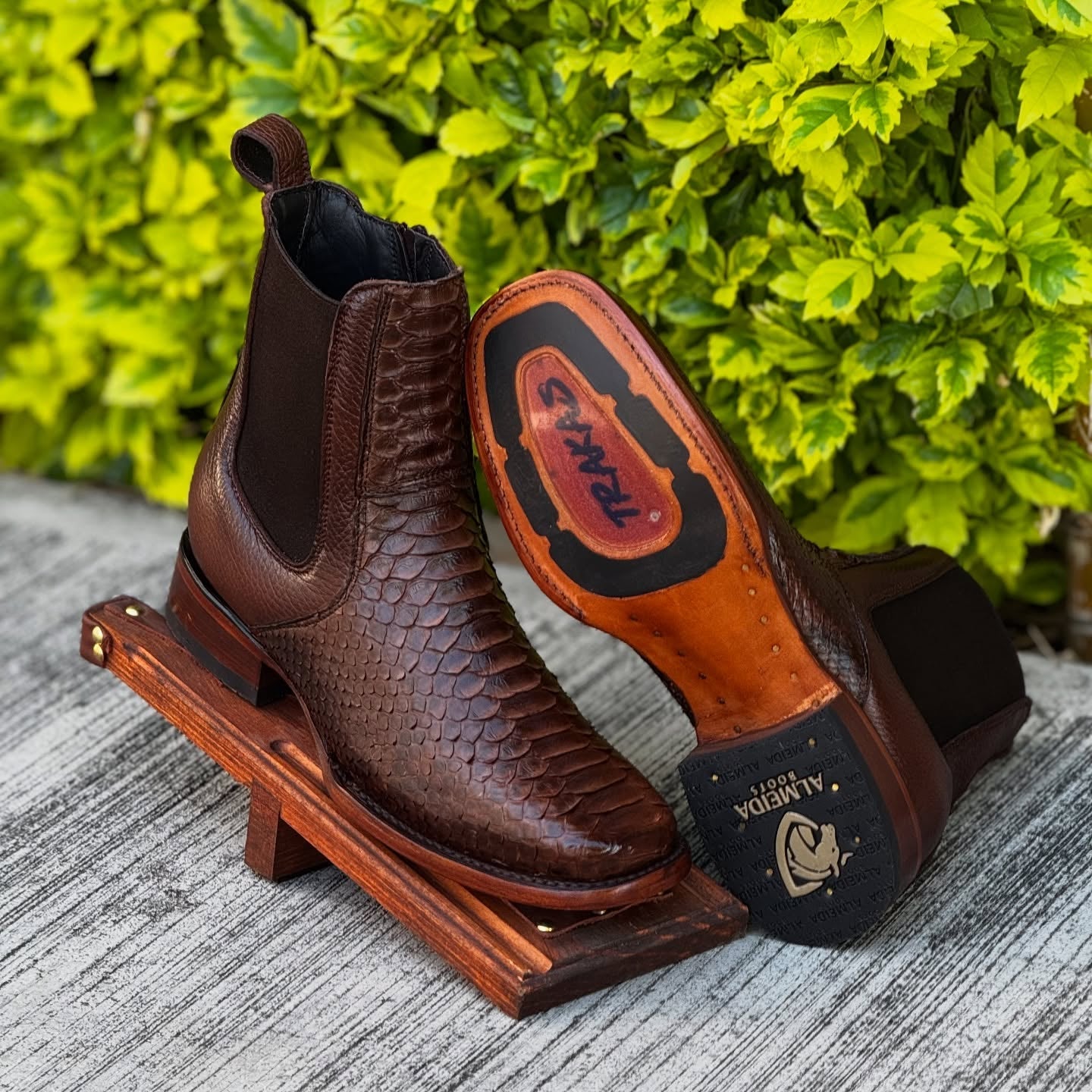 Italian Python Skin Cowboy Ankle Boots