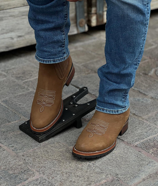 Western Suede Embroidered Cowboy Ankle Boots