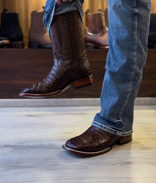 Exotic Gator Skin Embroidered Boots