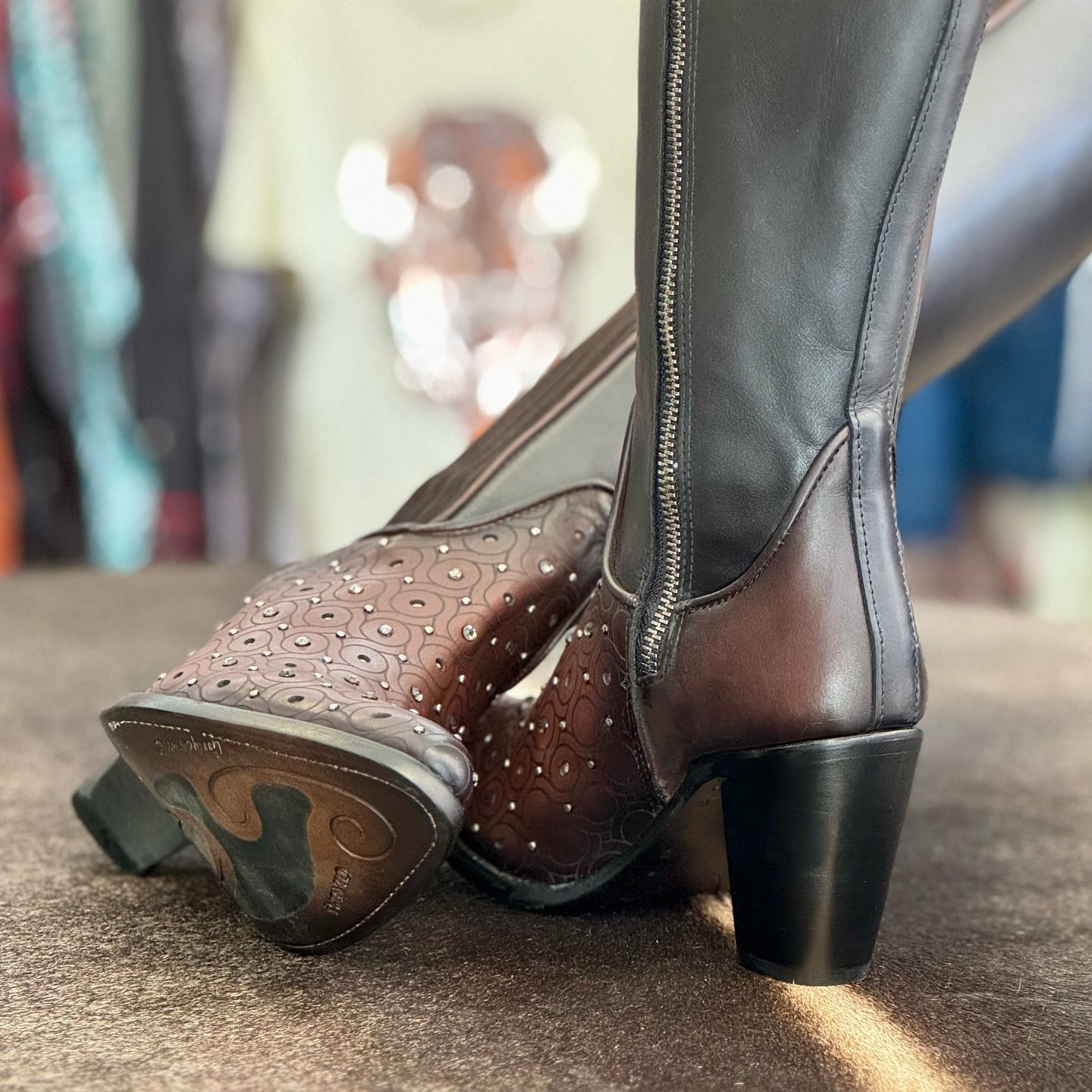 Diamond-encrusted High-heeled Boots