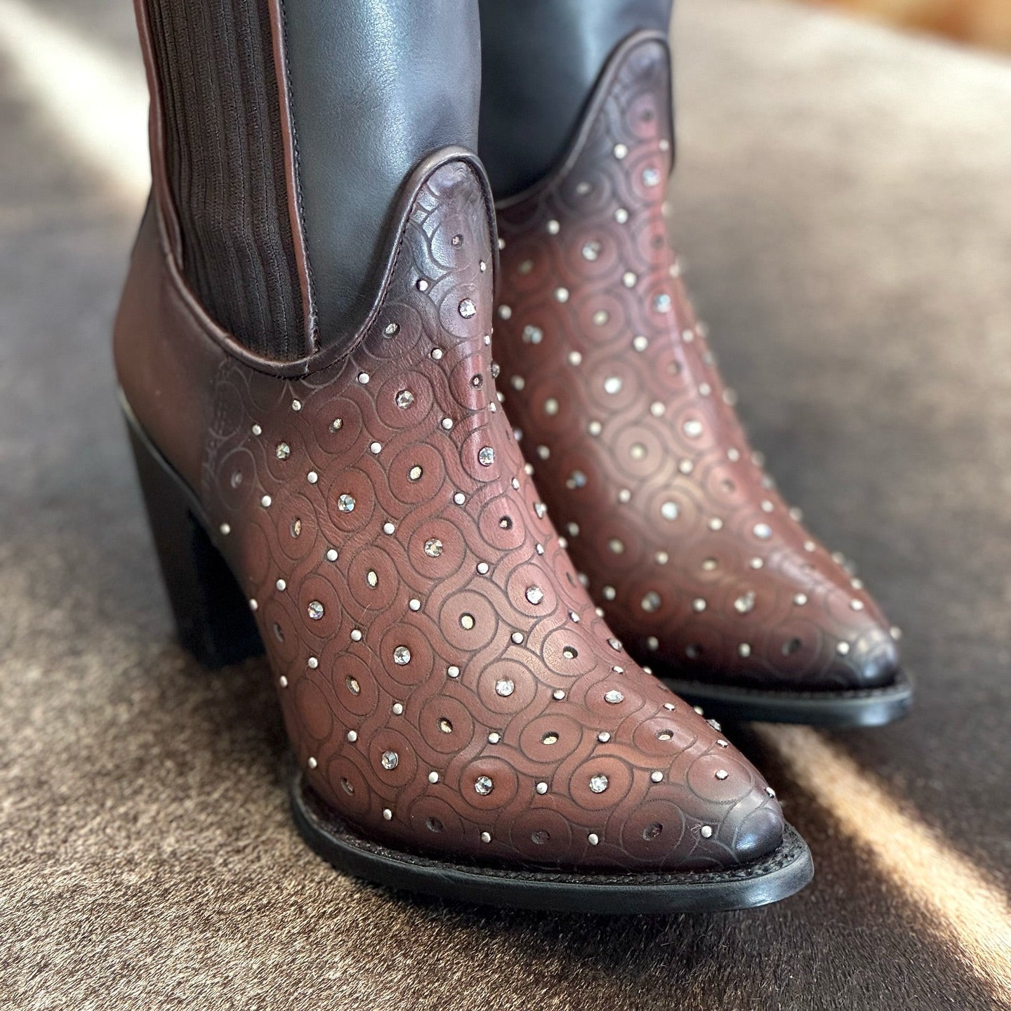 Diamond-encrusted High-heeled Boots