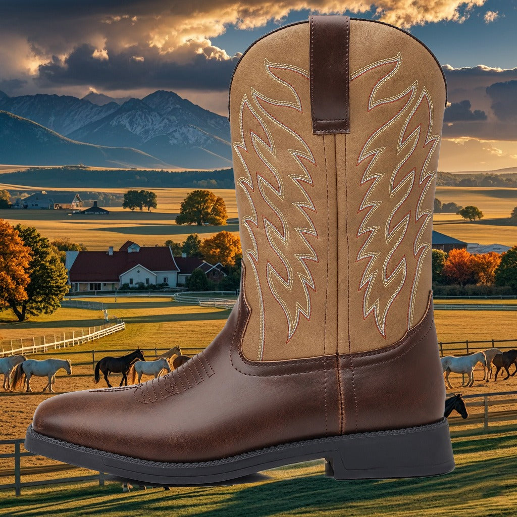 Western Vintage Embroidered Square-toe Cowboy Boots