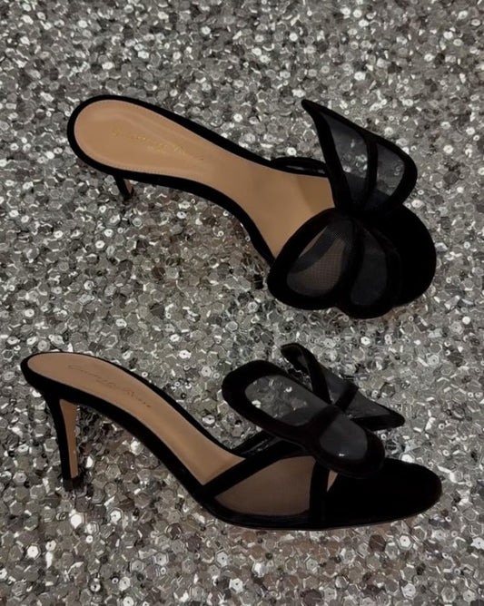 Bow-Tie Mesh Slippers