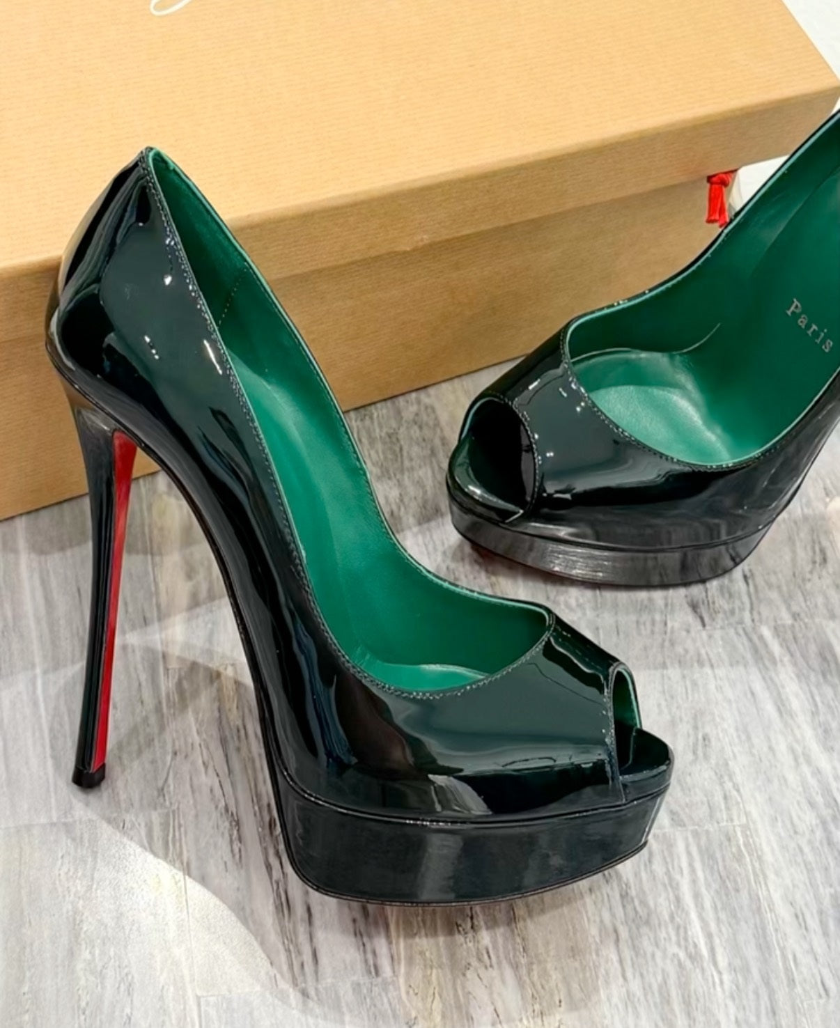 Open-toe Patent Leather High Heels