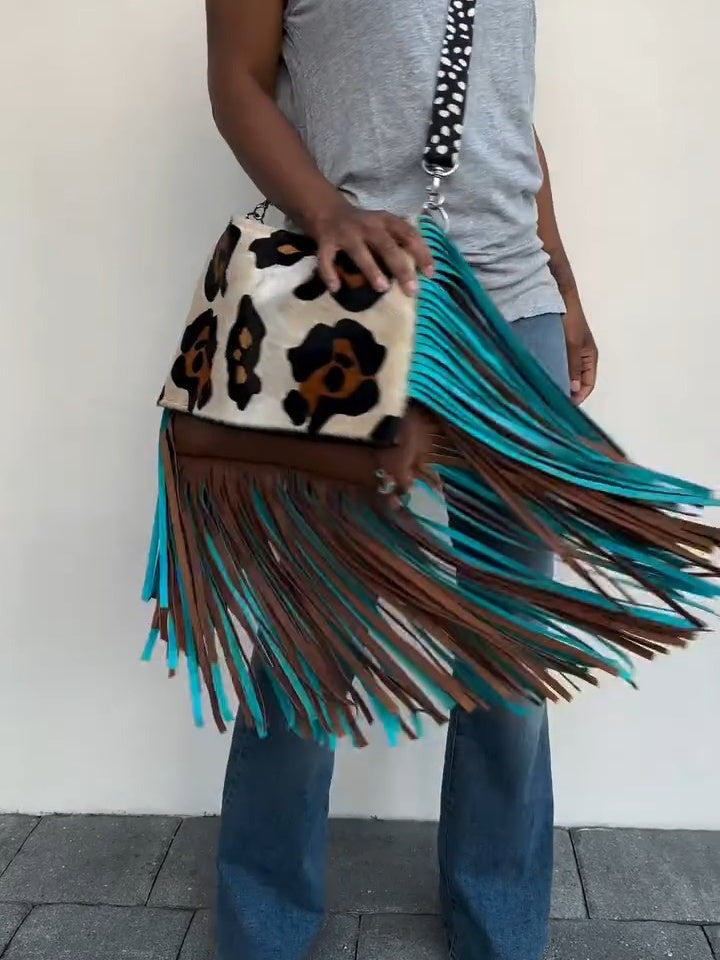 Large Fringe Crossbody Leather Bag