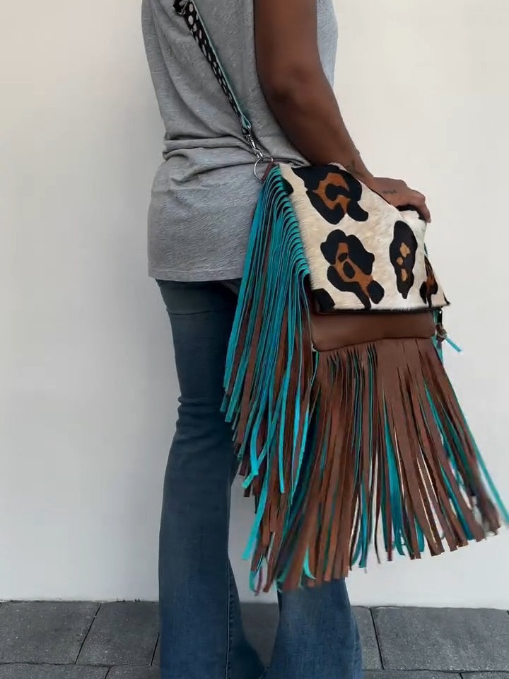 Large Fringe Crossbody Leather Bag