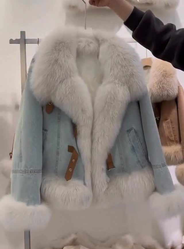 Fur Patchwork Denim Jacket