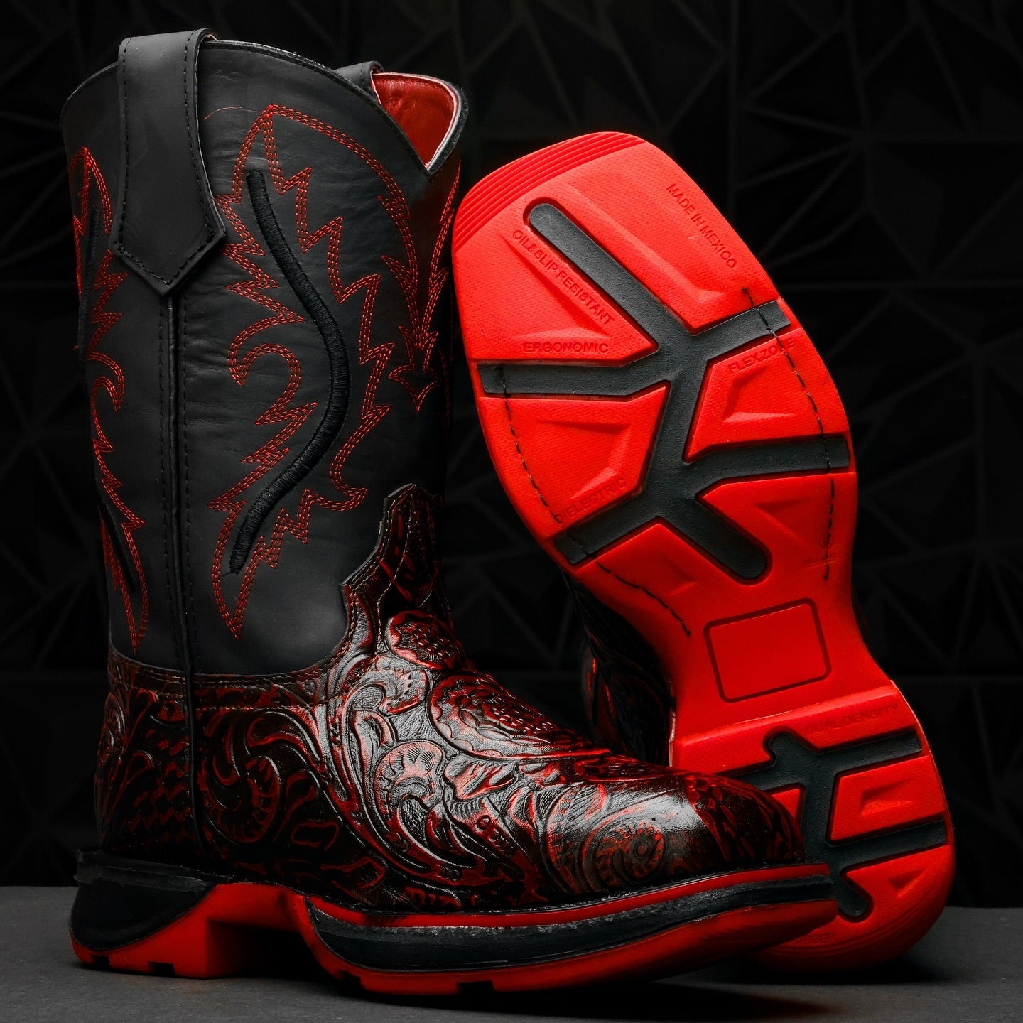Black Cherry Hand-Tooled Boots