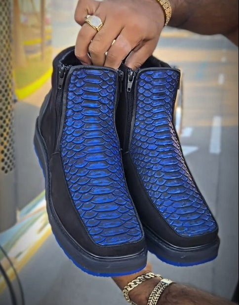 Western Handcrafted Python Ankle Boots