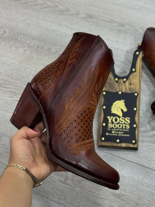 Vintage Embroidered Cutout Openwork Boots