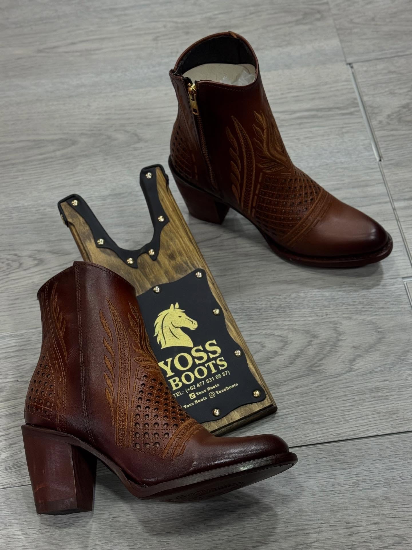 Vintage Embroidered Cutout Openwork Boots