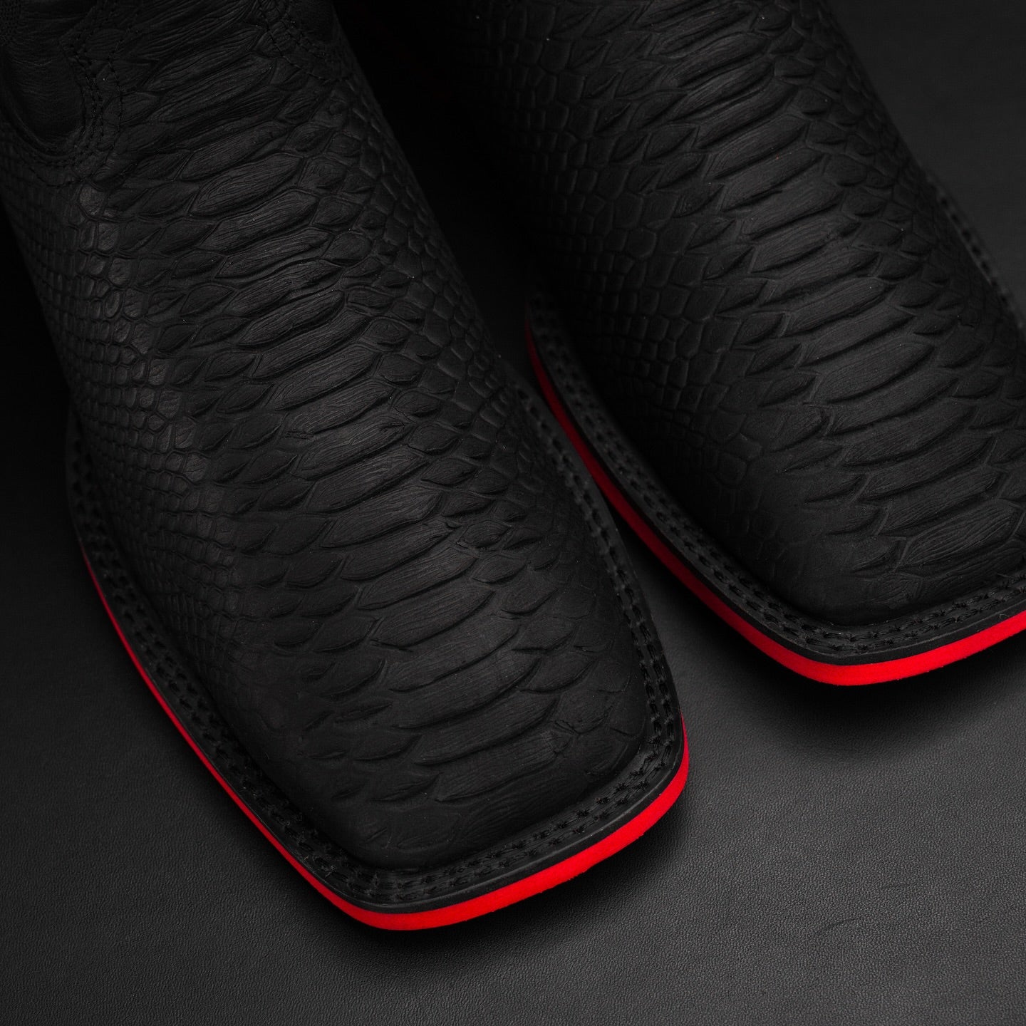 Matte Python Skin Boots With Red Soles