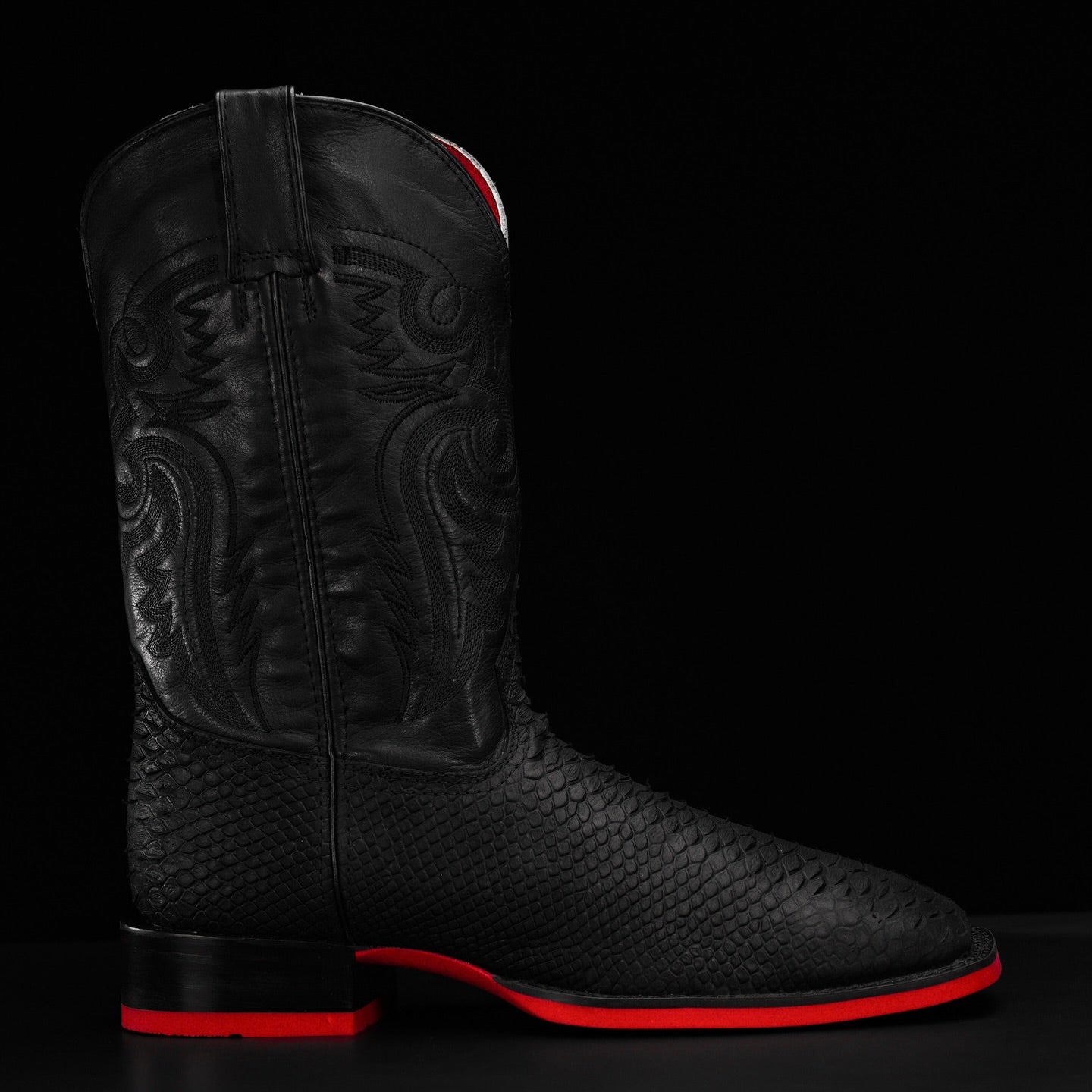 Matte Python Skin Boots With Red Soles