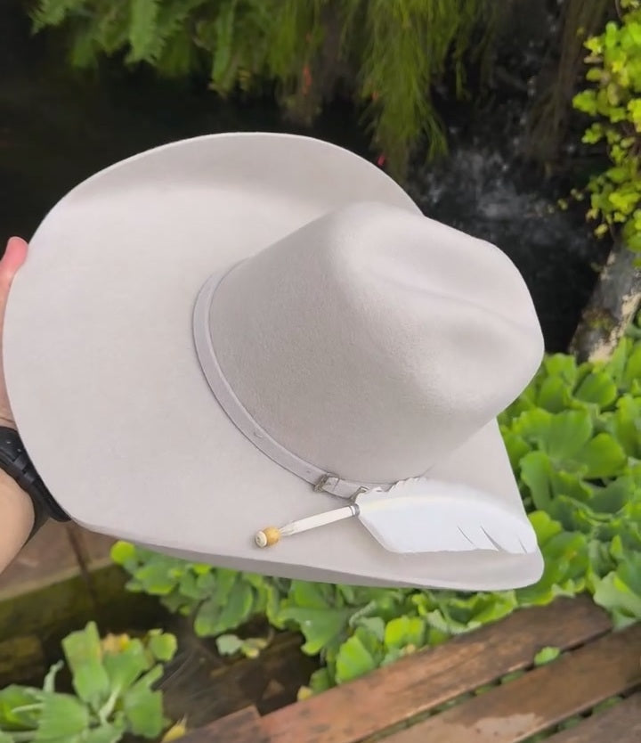 White Feather Suede Cowboy Hat