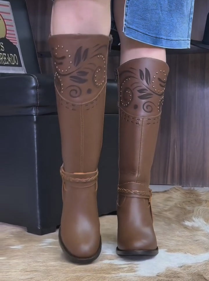 Vintage Print Cowhide Boots