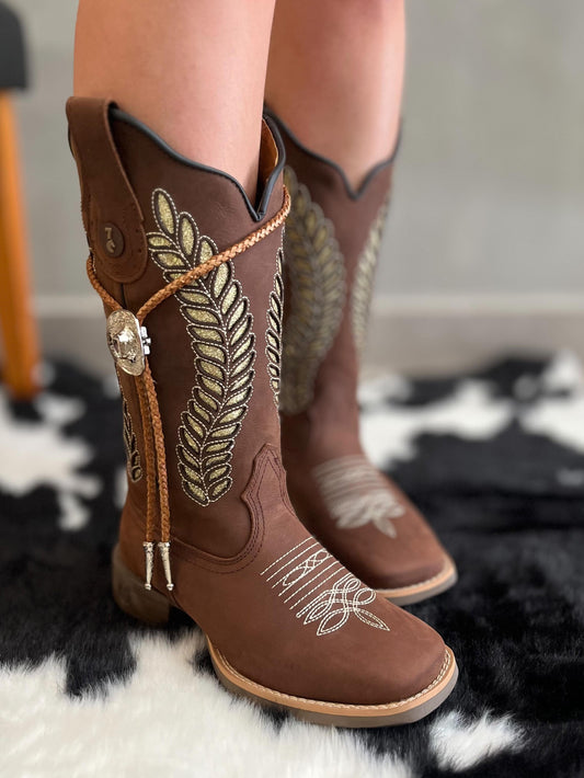 Western Suede Lace-Up Boots