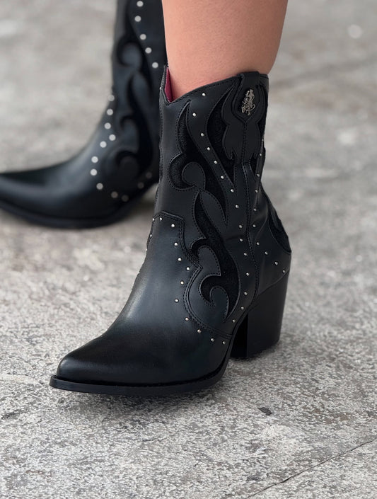 Rhinestone Cowhide Ankle Boots