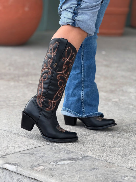 Italian Cowhide Embroidered Boots