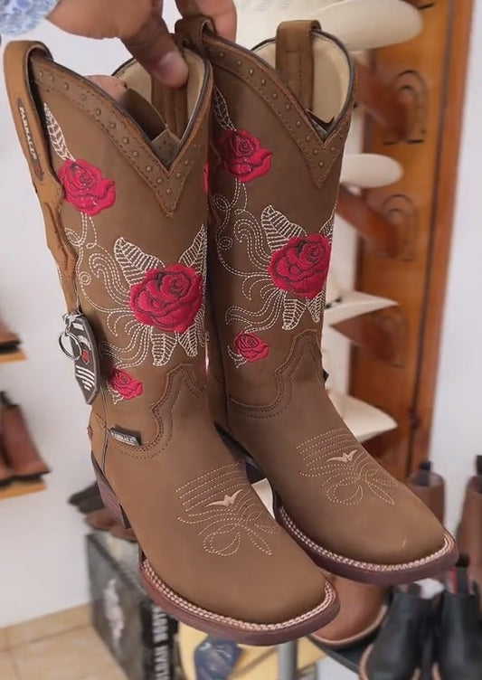 Rose Embroidered Boots