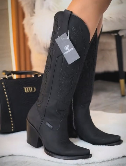 Vintage Cowhide Western Cowgirl Boots