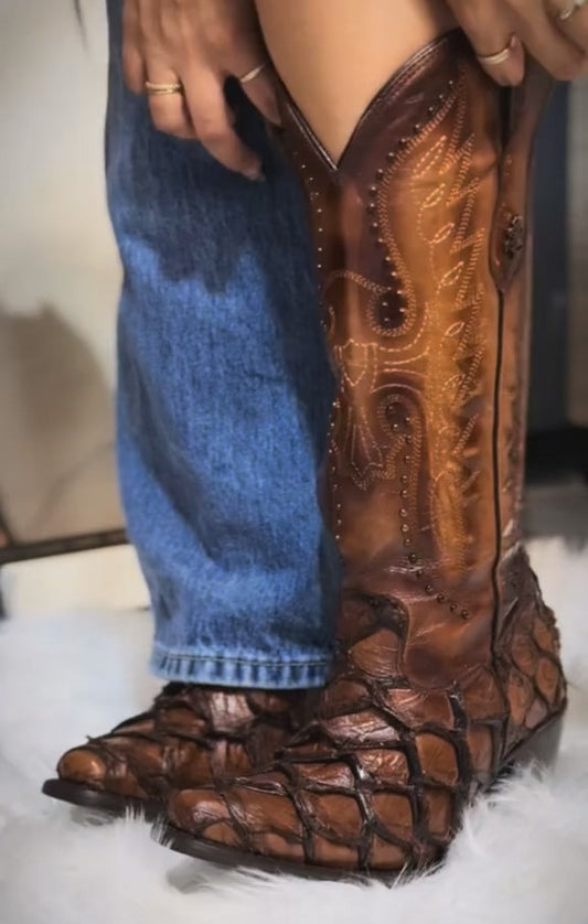 Western Vintage Fishskin Boots