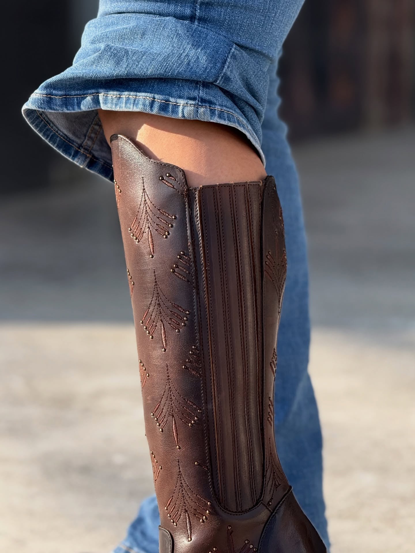 Vintage Cowhide Carved Knee Boots