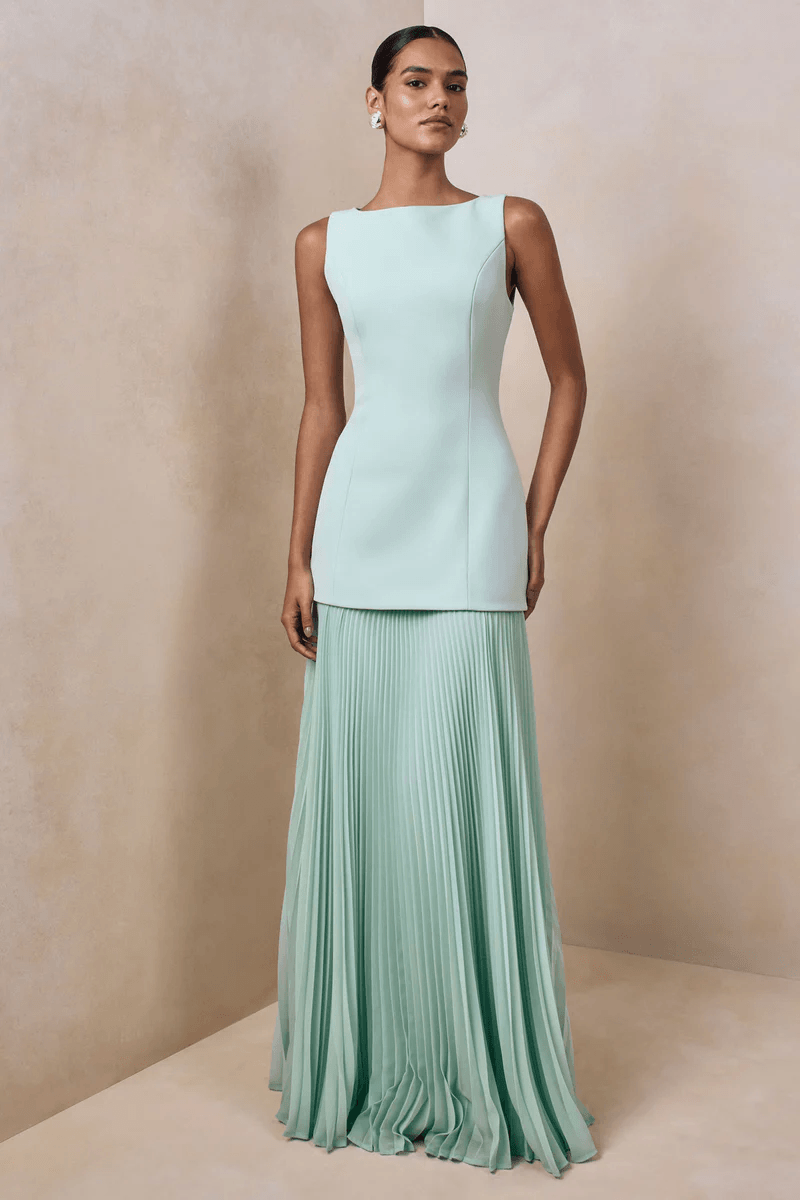 Boat-Neck Maxi Dress With Drop-Waist