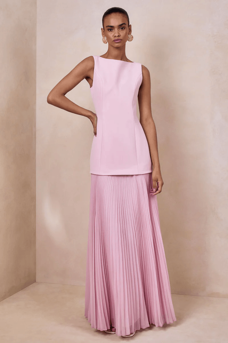 Boat-Neck Maxi Dress With Drop-Waist