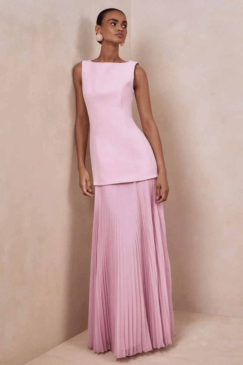 Boat-Neck Maxi Dress With Drop-Waist
