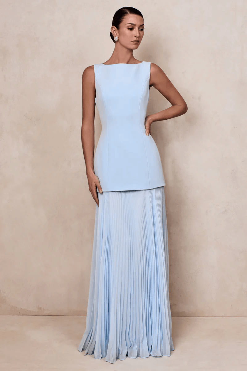 Boat-Neck Maxi Dress With Drop-Waist