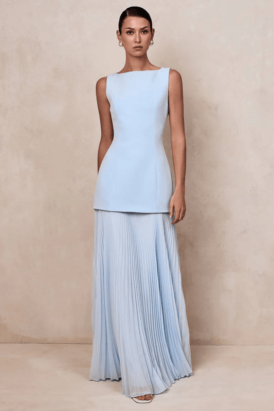 Boat-Neck Maxi Dress With Drop-Waist